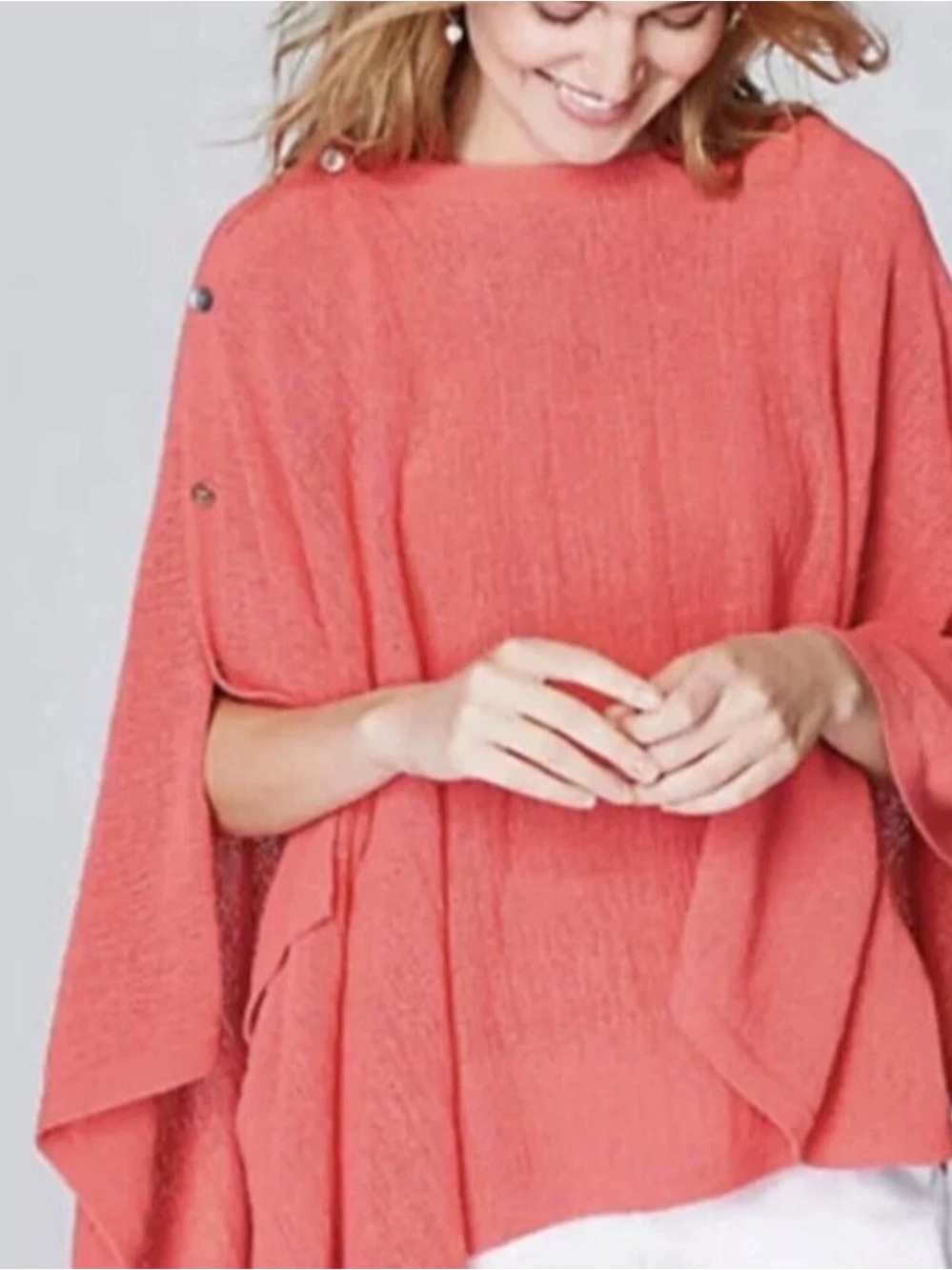 J. Jill Coral Knit Gia Two Way Poncho Top